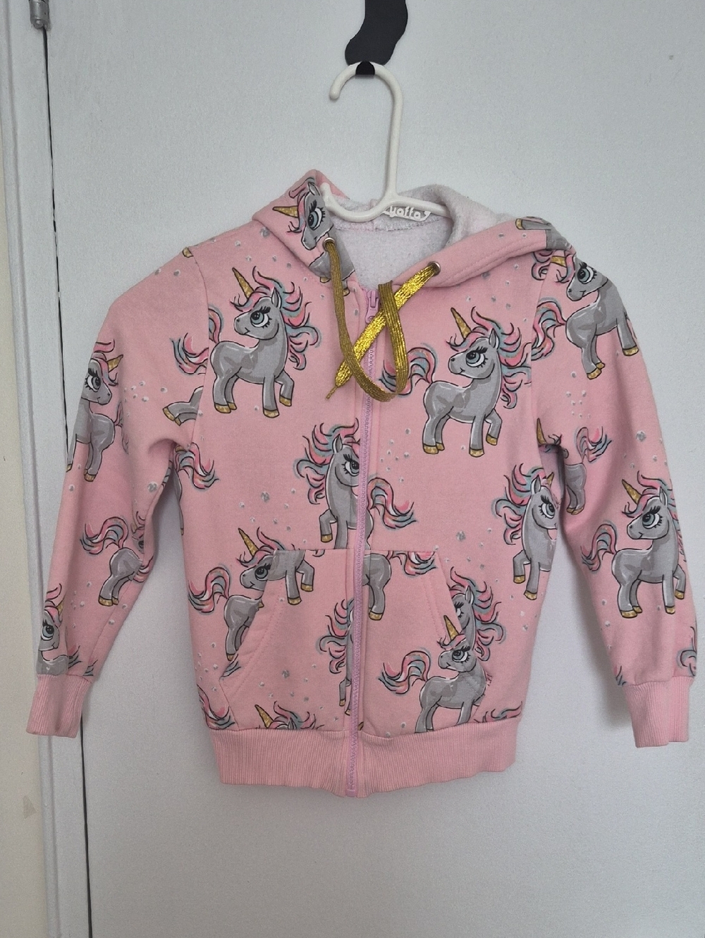 Girls Unicorn Hooded Zippered Sweatshirt